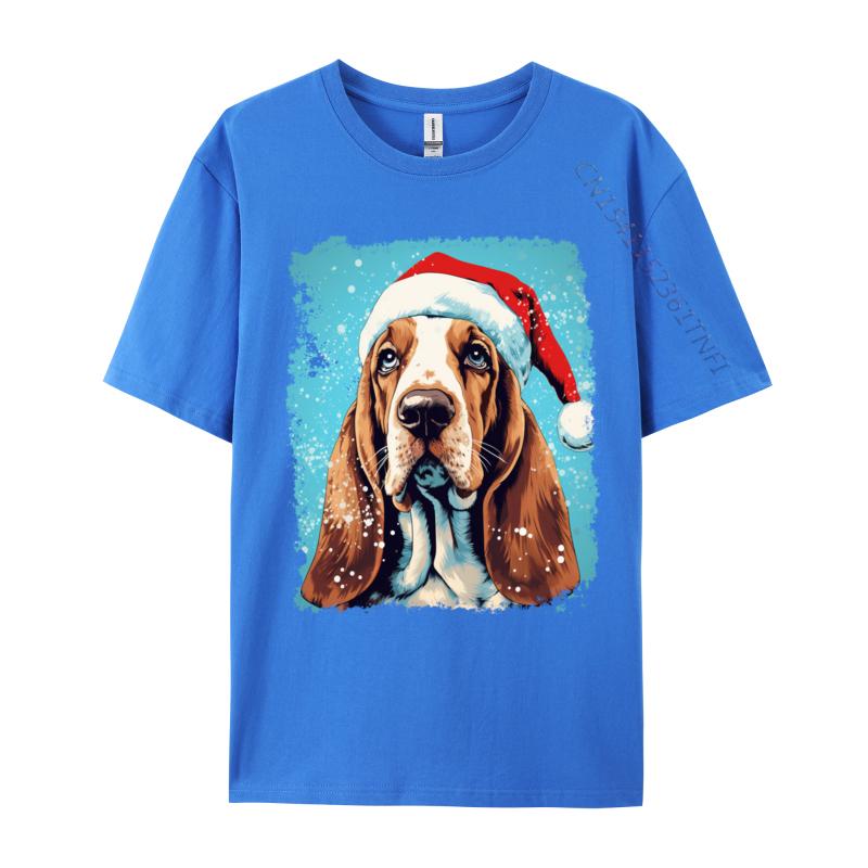Christmas Dog Basset Hound T-Shirt Fashion Tops Tee Tops Hipster Male T Shirts Funny Cool Tee Streetwear Man