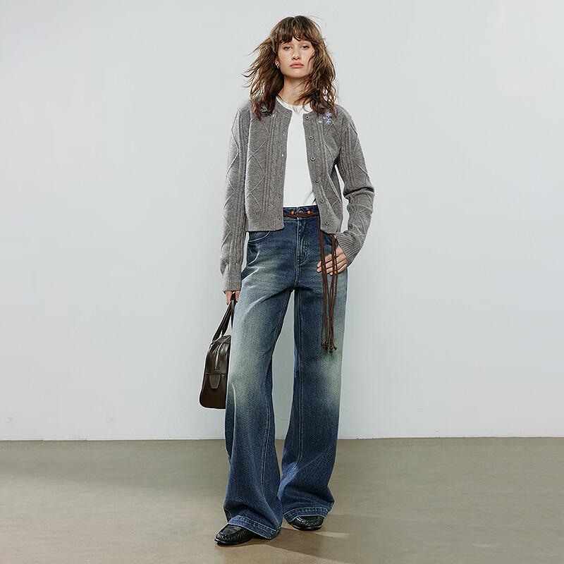 Женский вязаный кардиган Chuyu в стиле ретро с цветочной вышивкой