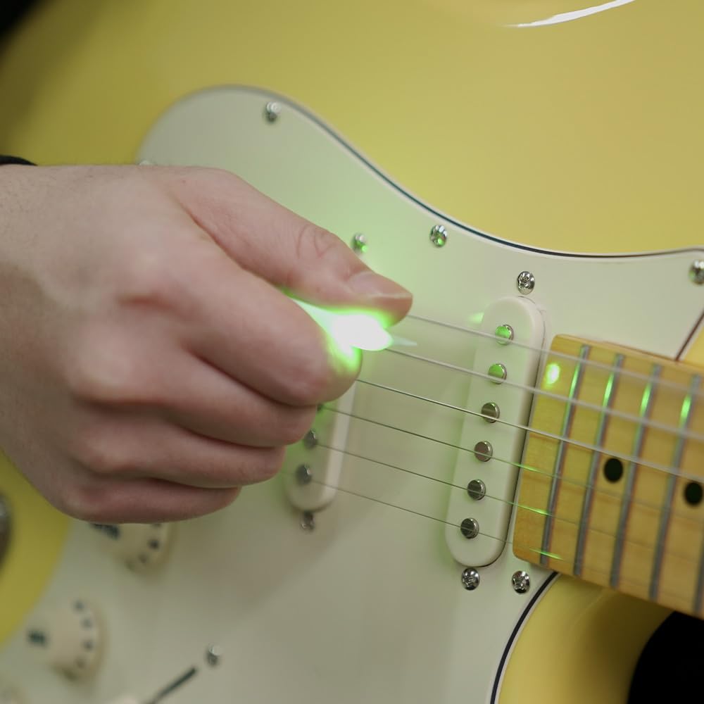GIMI Illuminated Guitar Color Guitar 1mm Medium Touch Easy Battery Sensitive Portable Pick Case for Acoustic Electric and Bass Picks, Picks, Thick,