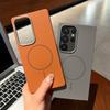 Magnetic For MagSafe Leather Texture Case For Samsung Galaxy S25 S24 S23 S22 Plus Ultra FE Wireless Charging Matte Soft Cover