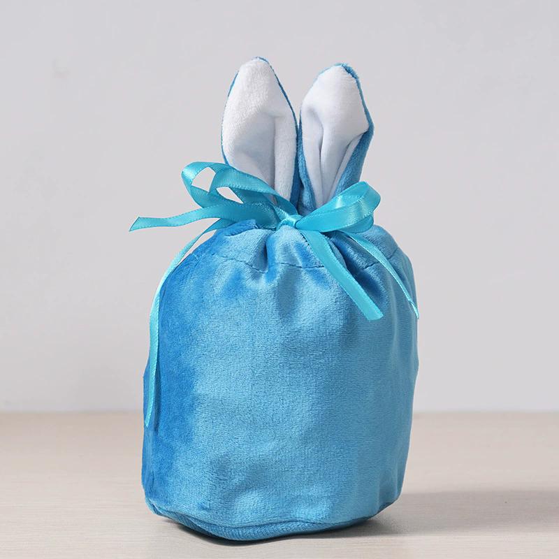 Rabbit Ears Gift Bag Easter Decoration Velvet Bag Chocolate Candy Drawstring Bag Home Baby Shower Birtyday Wedding Party Decor
