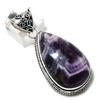 Natural Chevron Amethyst Gemstone 925 Sterling Silver Pendant 2.21" J3t19