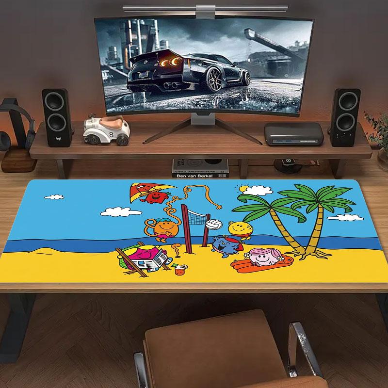 Mr. Men Little Miss Large Size Mouse Pad Large Gaming Table Cushion Non-slip Laptop Tablet Big Mousepad XXL Mat Mini PC Playmat With Lock edge