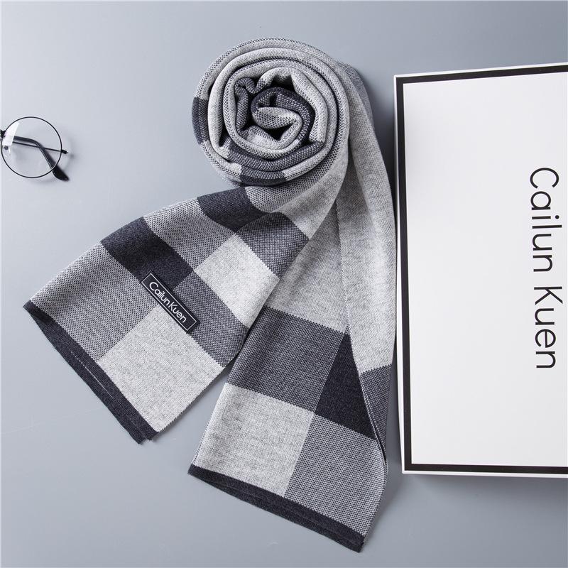 2026 New Men's Wool Plaid Scarf – Trendy Knitted Korean Style, Versatile and Warm Winter Accessory