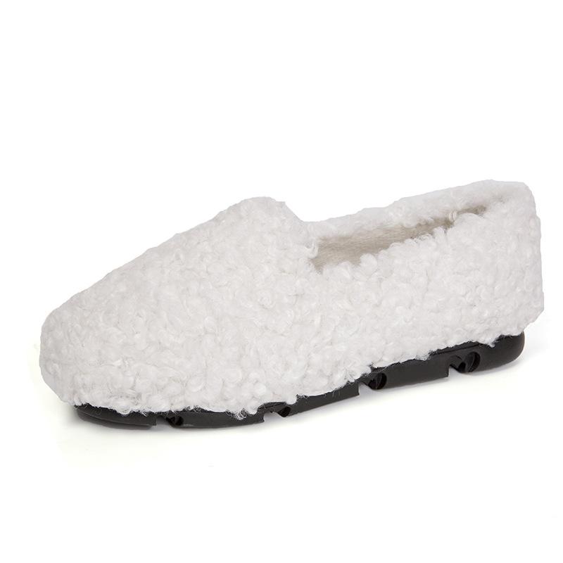 Модные роскошные мокасины из овечьей шерсти женские зимние хлопковые туфли женские теплые плюшевые мокасины удобные балетки из кудрявого овечьего меха женские большие размеры 40-43