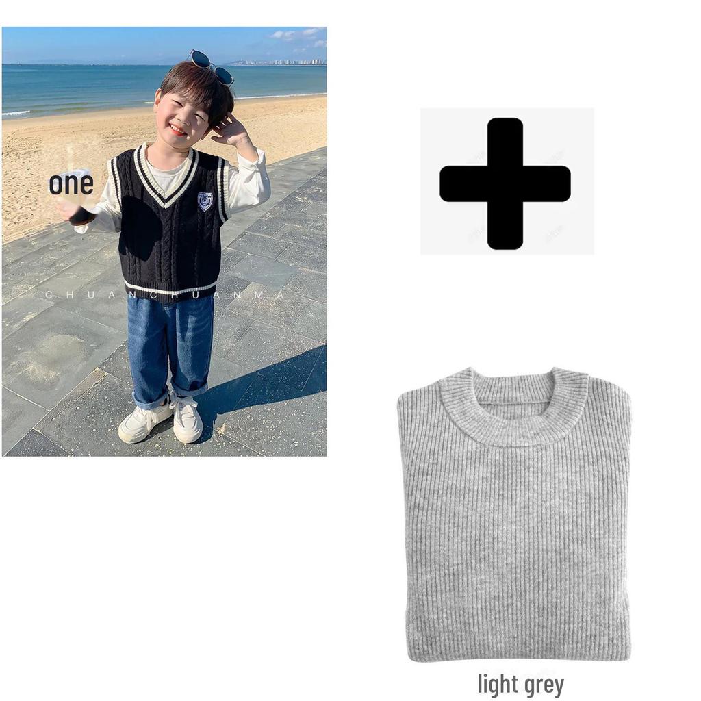 Детский жилет-свитер в студенческом стиле - вязаный жилет на весну и осень для мальчиков и девочек
