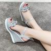 Fashion Woman Shoes Open Toe Silver Wedges Heel Flower Sandals for Women New Breathable Fashion Shoe On Offer 2025 Luxury Summer Offers
