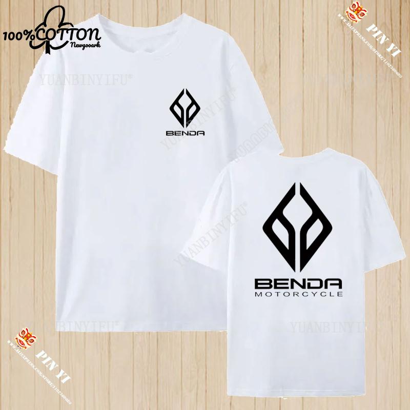 Harajuku Benda Motorcycle Logo printed T-shirt 100%Cotton top Unisex shirt short sleeve O-neck Loose Street Fashion