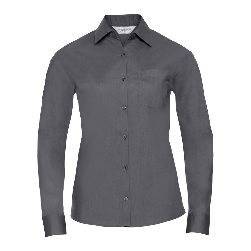 Russell Collection Womens/Ladies Poplin Easy-Care Long-Sleeved Shirt