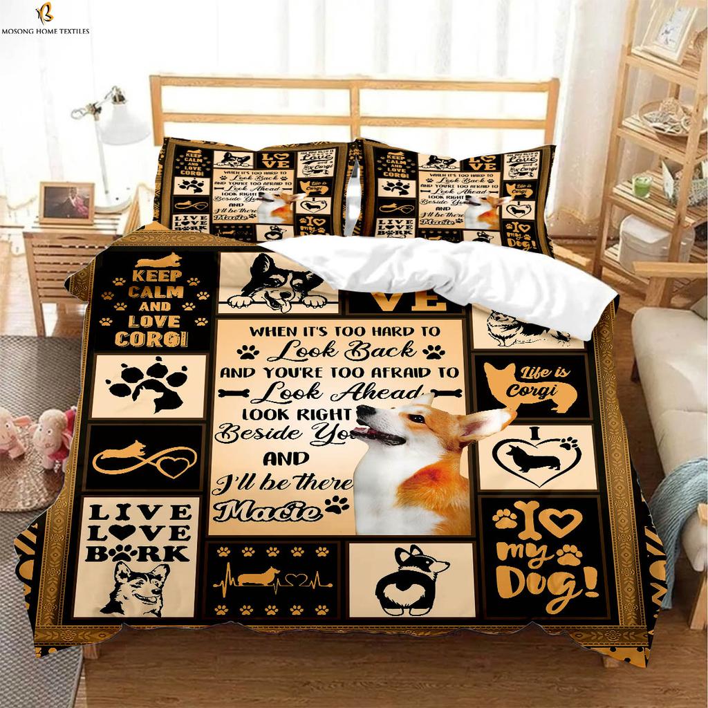 Милая собака животное 3D печатный пододеяльник комплект постельного белья пододеяльник наволочка мягкий и удобный пододеяльник 3 шт.