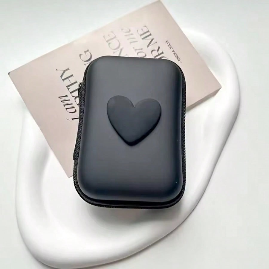 3D Love Heart Наушники Кабель для передачи данных Сумки для хранения Зарядное устройство Power Bank Прямоугольная коробка Сумка на молнии Карманный чехол