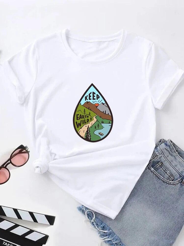 Футболка с летним принтом, женские футболки с рисунком Harajuku, корейская повседневная модная футболка с короткими рукавами Harajuku, белая футболка с круглым вырезом