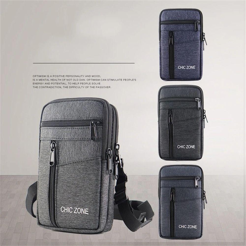 Single Double Layer Men Phone Pouch Waterproof Cellphone Bag Phone Waist Bag Outdoor Phone Storage