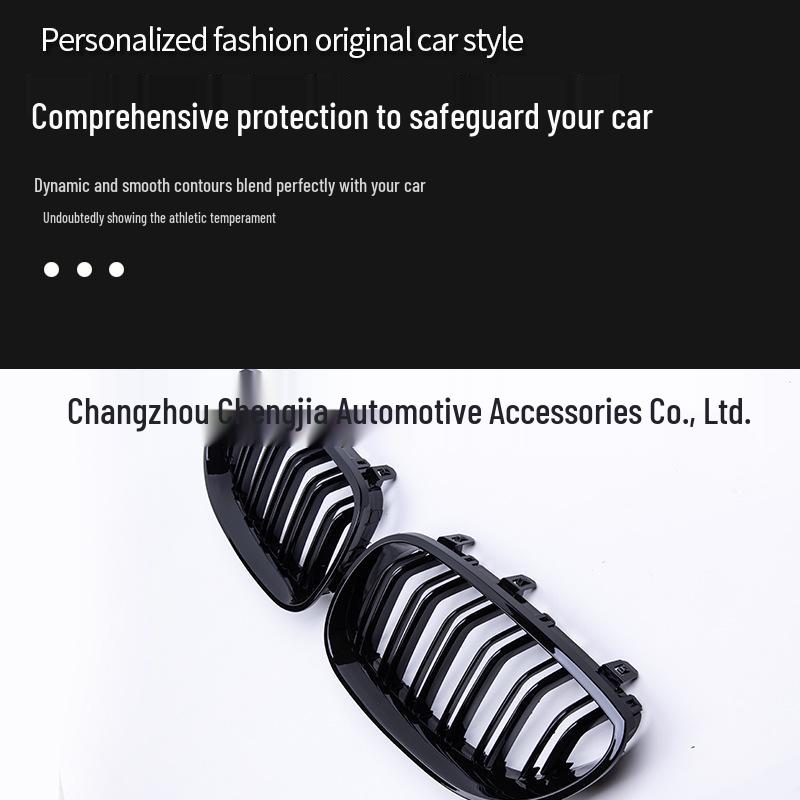 Compatible Front Grille for BMW E60/E61 5 Series – Gloss Black/Matt Black Double-Lined Design