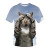Летняя Удобная Мягкая Свободная Милая Кошка 3D Цифровая Печать Мужская Женская Футболка с Круглым Вырезом Цветная