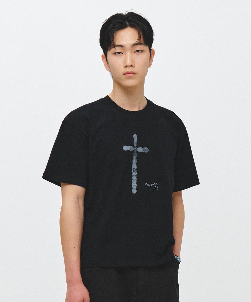 ECORR Spear Cross Artwork Crop Short Sleeve T-Shirt_Black