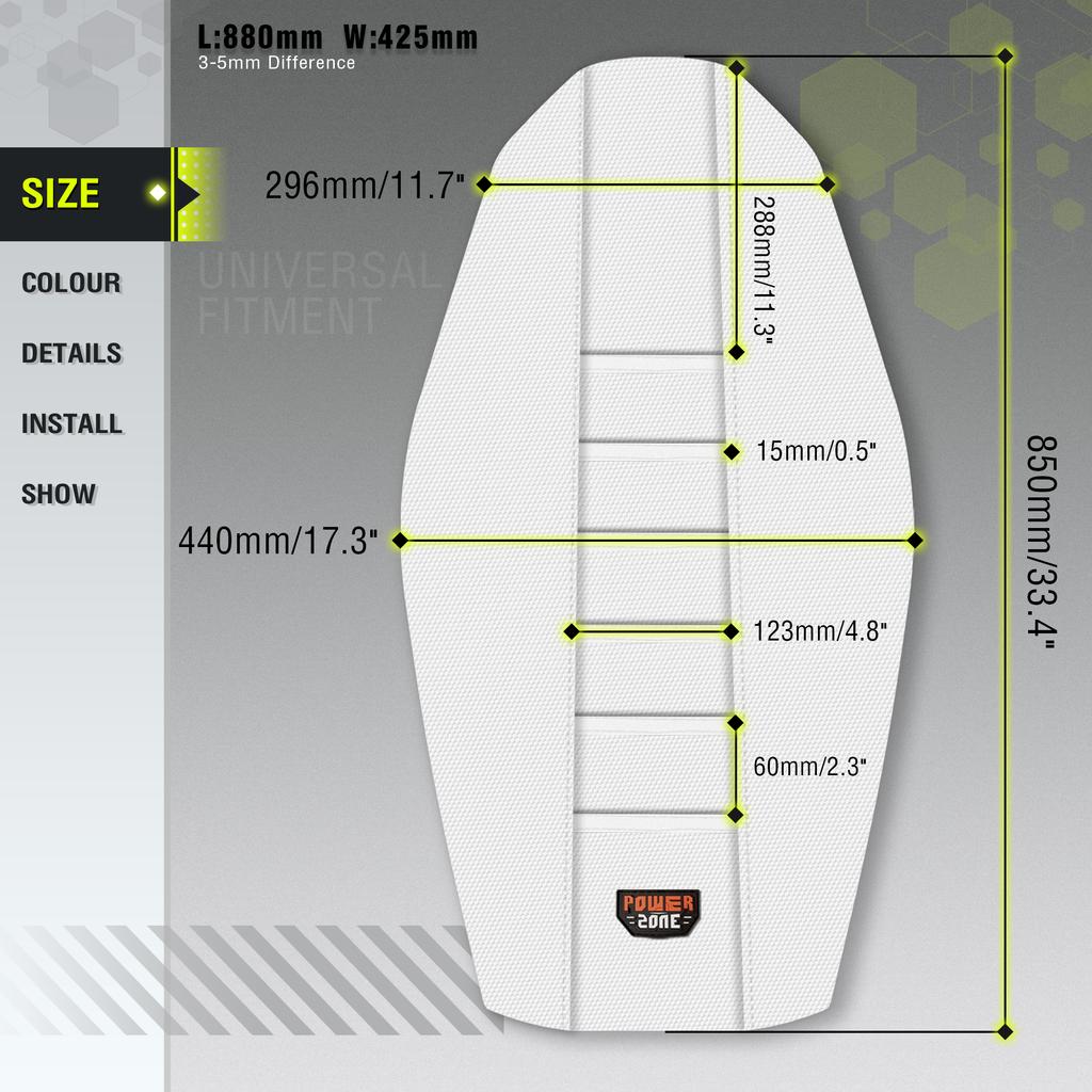 Powerzone White Seat Cover Soft Waterproof Non-slip Ribbed Motorcycle Seat Cover For SXF EXC KXF CRF YZF WR TC TE