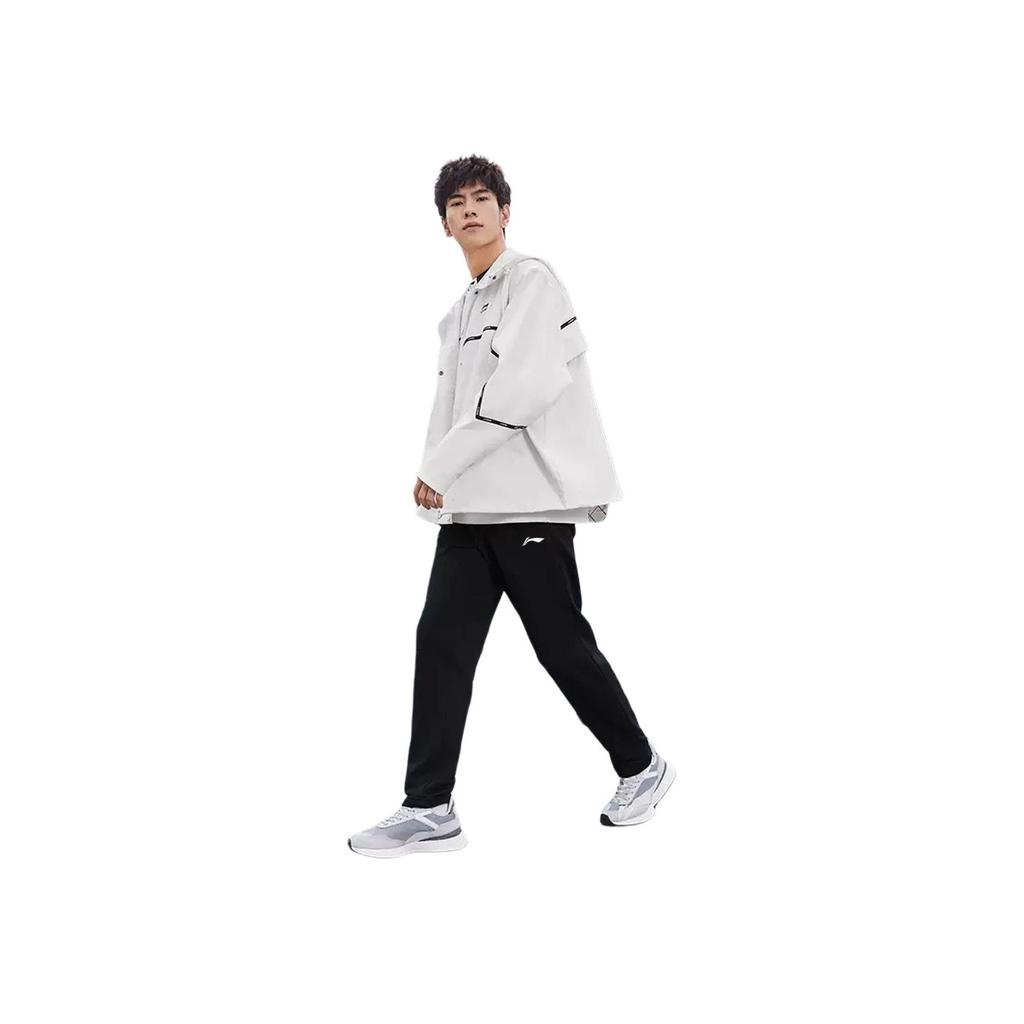 Li Ning Table Tennis Series Comfortable Casual Simple Straight Leg Fleece Thick Knitted Sports Pants Unisex Bottoms Black AKLUDM93-1