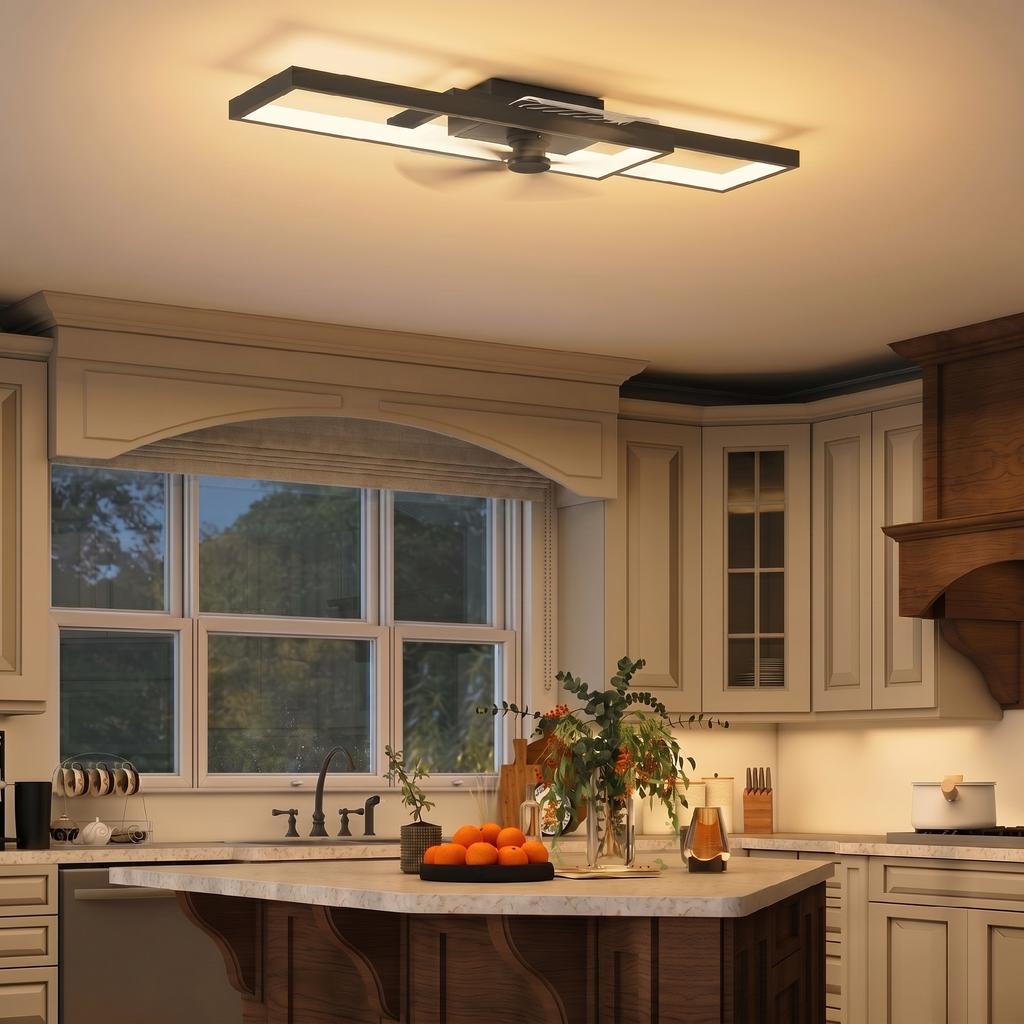 Ceiling Light LED 43W 4600LM 3000-6000K Dimmable Ceiling Lamp Flat with Remote Control Wall Switch 70 x 30 x 7 cm Black