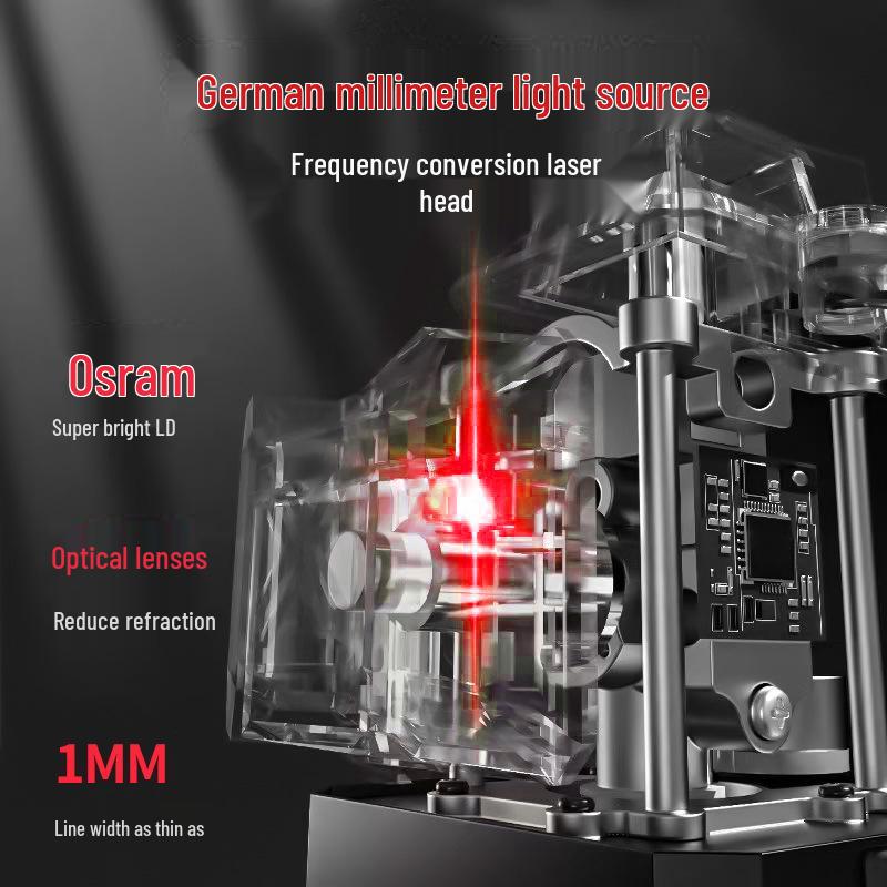 Outdoor 12-Line Red Laser Level: Infrared Burst Flash, Auto-Leveling Tool