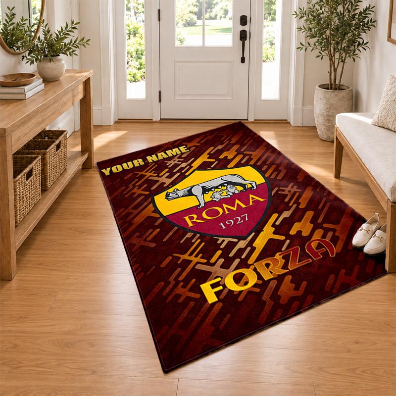 A.S Roma Custom Name Personalized Rug Non‑Slip Doormat Floor Carpet Housewarming Birthday Gift for Family Friends