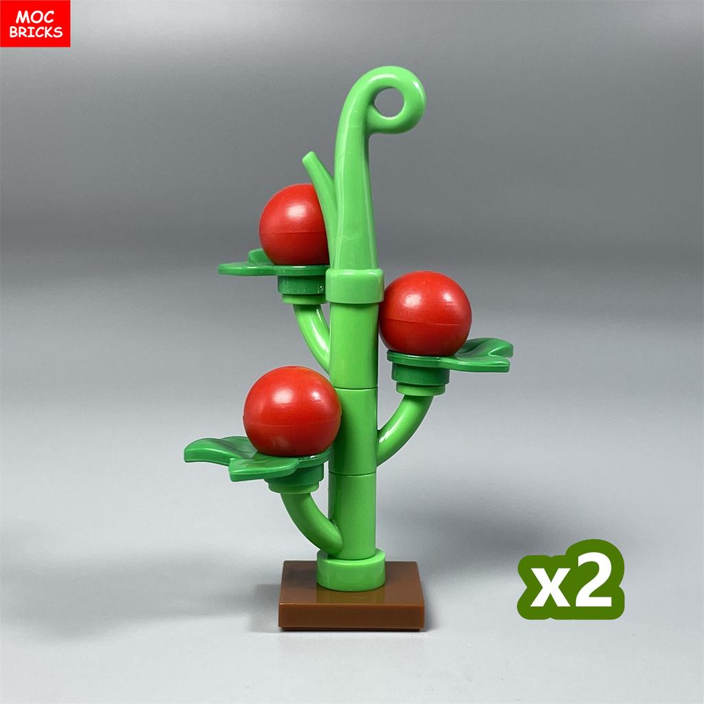 MOC Кубики Поле Овощей Перец Джунгли Озеро Сад Ферма Сцена Растения Сельскохозяйственные Угодья Дом Украшение Строительные Блоки Игрушки для Детей