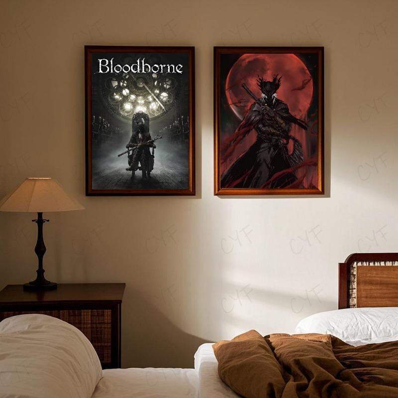 Dark Hunter B-Bloodborne Game Poster HD art самоклеящаяся водонепроницаемая стена для дома, гостиной, спальни, бара, эстетическое украшение