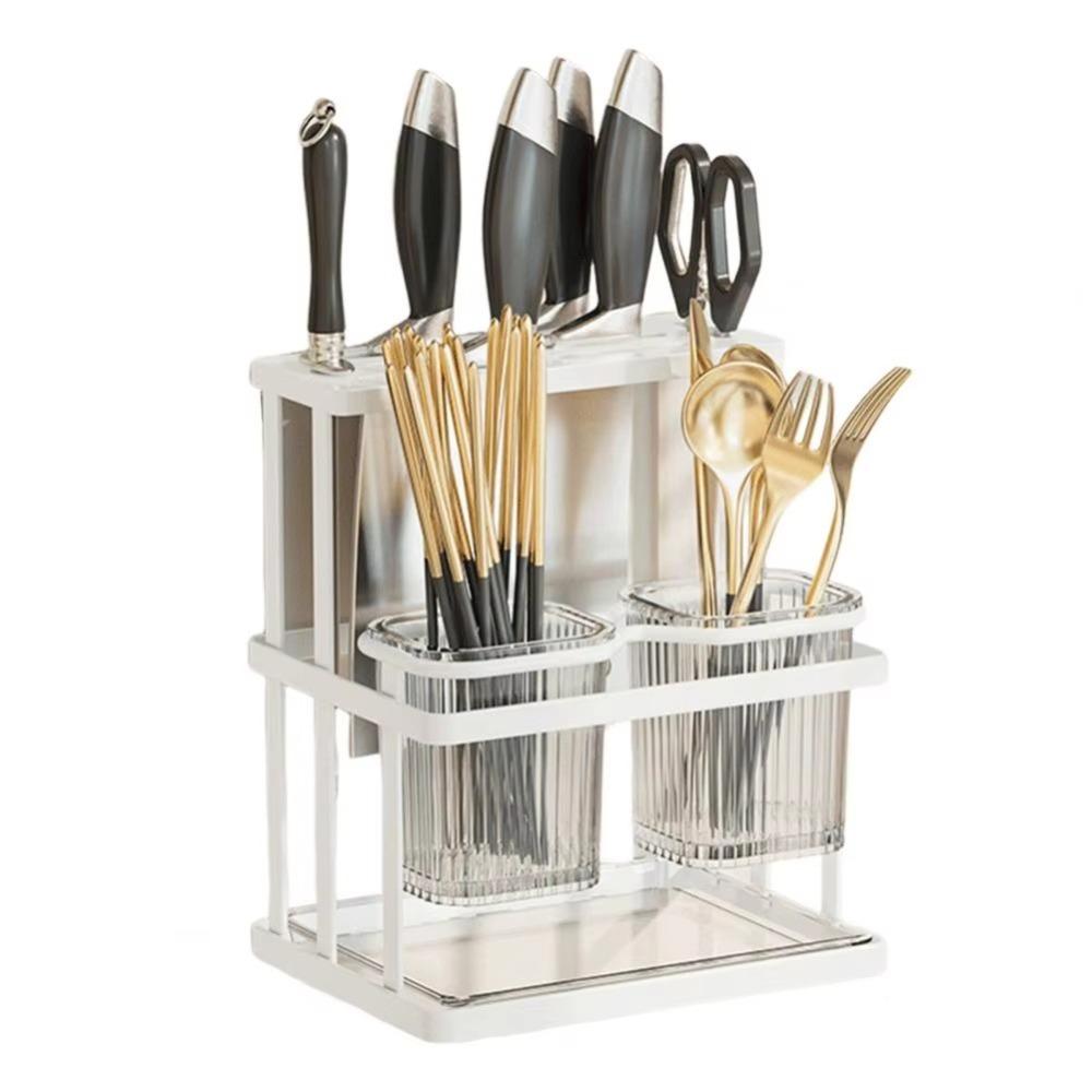 Mildew-Proof Kitchen Storage Rack Wall Mounted Cutlery Organizer Drain Rack  Kitchen Countertop