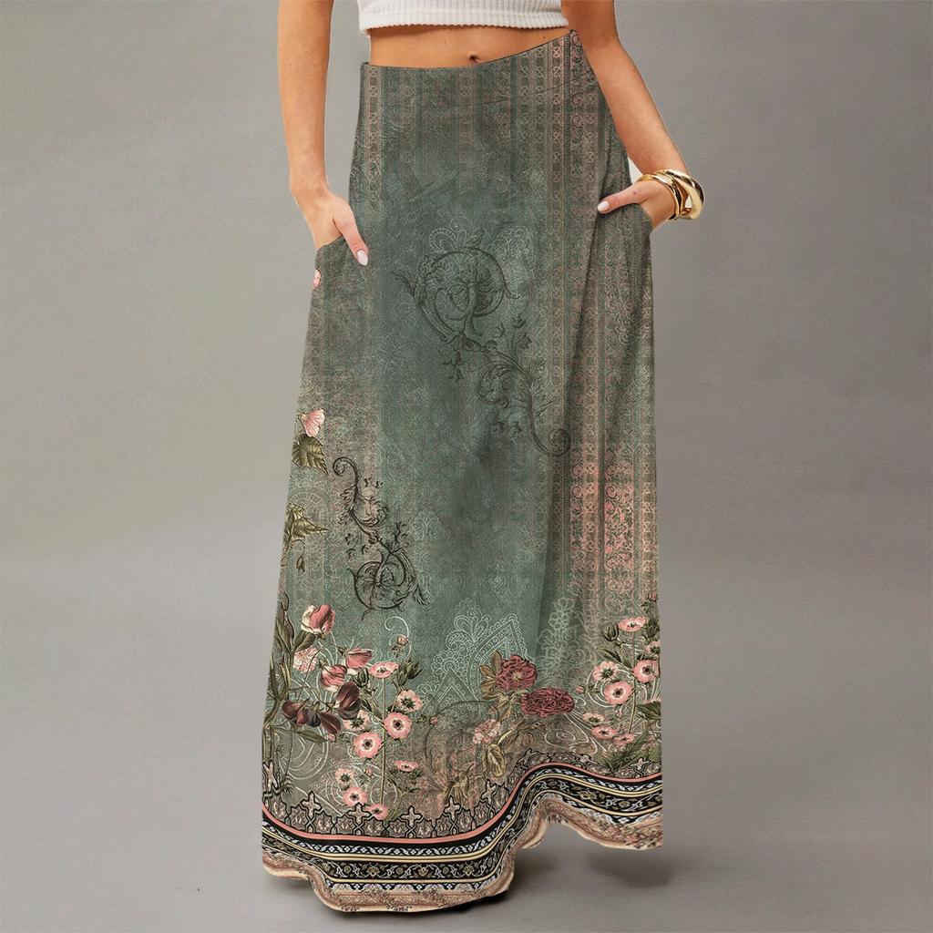 Женское струящееся платье макси, обычная повседневная летняя юбка в стиле бохо