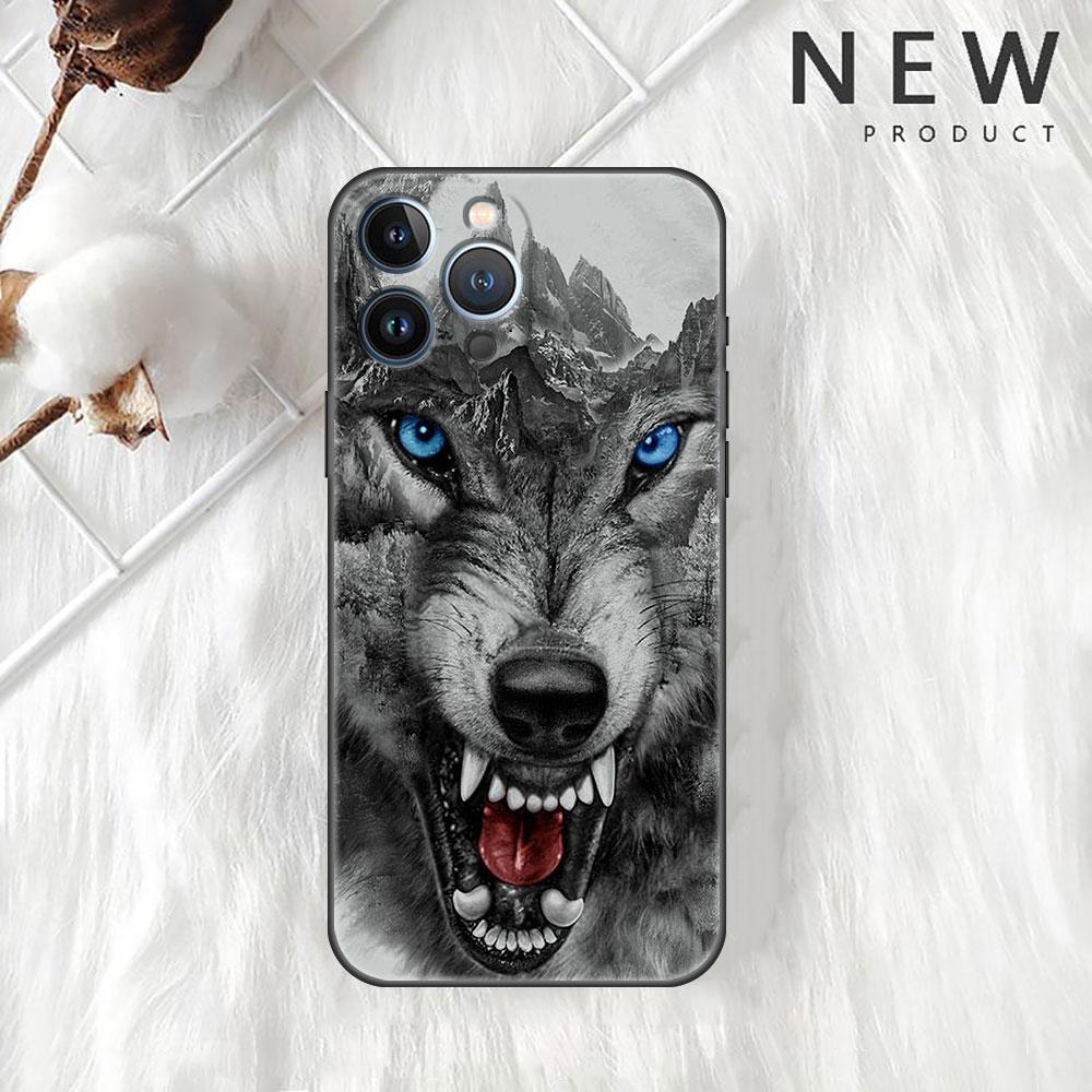 Чехол 'Волк Животное Крутой Тигр' для Apple iPhone 11 13 14 12 Pro Max 7 8 XR X 6 5 5S SE 2022 13ProMax Черный Силиконовый Чехол для Телефона