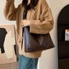 Fashi Вместительная винтажная сумка-тоут однотонная из ПУ женская сумка через плечо корейский стиль ручная сумка для поездок на работу покупок путешествий