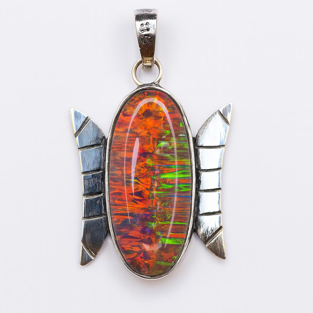 Flawless Oval 36 Ct Natural Opal 925 Sterling Silver Gemstone Pendant