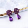 S925 Silver Rose Flower Earrings Temperament Light Luxury Earrings Natural Amethyst Rose Tears Earrings New Style