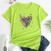 Летний топ с круглым вырезом и принтом в виде бабочек, модные повседневные женские футболки из чистого хлопка с короткими рукавами