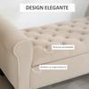End-of-Bed Bench in Velvety Fabric with Storage Space and Armrests, 126x48.5x57 cm, Beige
