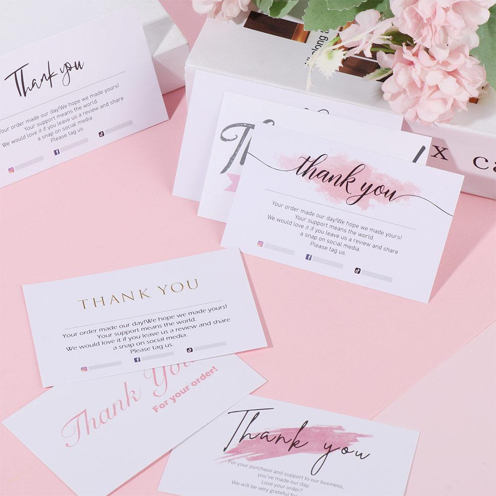 Пакет открыток «Спасибо за ваш заказ» Розовый акварельный Для малого бизнеса Выразите признательность