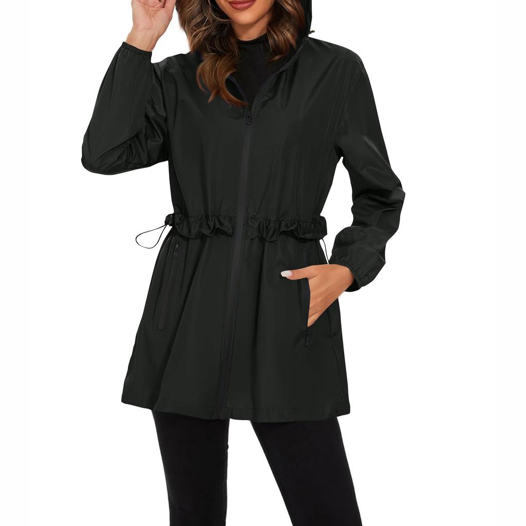 Женский плащ с капюшоном, походный костюм для занятий спортом на открытом воздухе, ветрозащитная куртка, водонепроницаемая куртка, топ