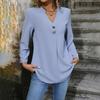 Women Chiffon Top Tee Shirt Long Sleeve V-Neck Blouse Solid Color Street Wear Ladies Fashion