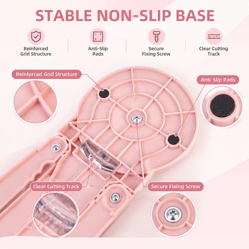 12-in-1 Paper Cutter, Manual Rolling Paper Trimmer for A4, 12 Pattern Blades with 360 deg Rotation, Pink/Black