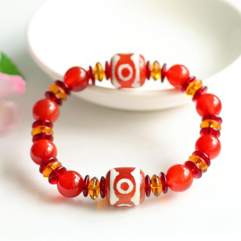 2026 Three Eyes Tibet Beads Bracelet Jewelry Red Agate Live Delivery Chinese Style S1122561