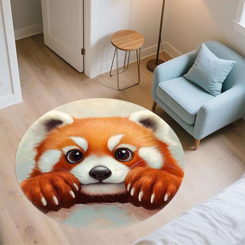 Круглый ковер с узором Красная панда, Ковер для гостиной, спальни, дивана, игровой комнаты, Нескользящий коврик для пола, Праздничные и Подарок на день рождения