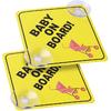 Cobee Baby On Board Car Warning Signs, 2 Pcs 5"X5" Safety Car Sign With Double Suction Cups, Baby In Car Sticker For Car Window Cling Reusable