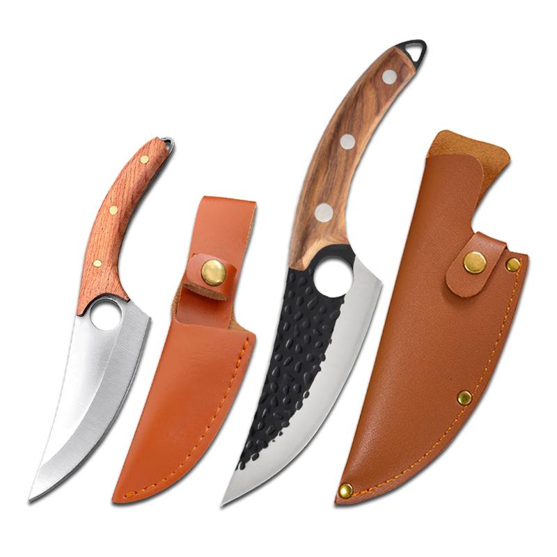 Кованый кухонный нож для разделки мяса, острый нож для повара, нож для обвалки мяса, нож для очистки овощей и фруктов, универсальный нож для рыбалки с ножнами