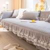 Off White All Cotton Sofa Cushion Lace Autumn and Winter Anti Slip Pure Cotton All Season Universal Fabric Sofa Cover