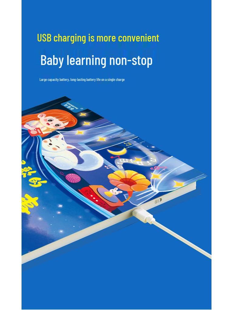 Интерактивная книга со звуком для чтения перед сном с обучающей смарт-ручкой