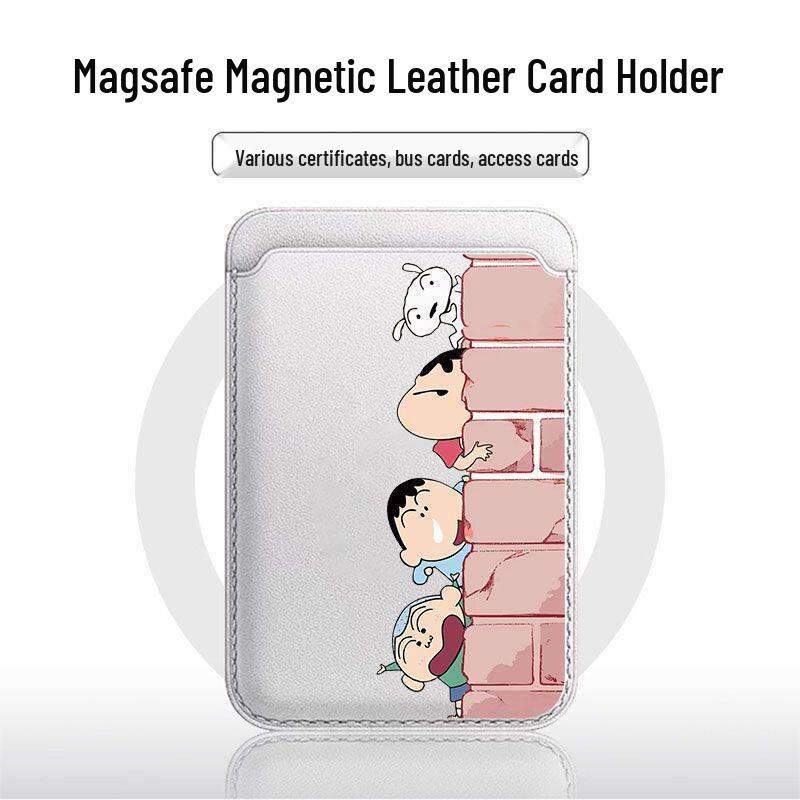 Кожаный чехол для телефона Shin-chan, совместимый с MagSafe, с дизайном скалодрома и магнитным держателем для карт