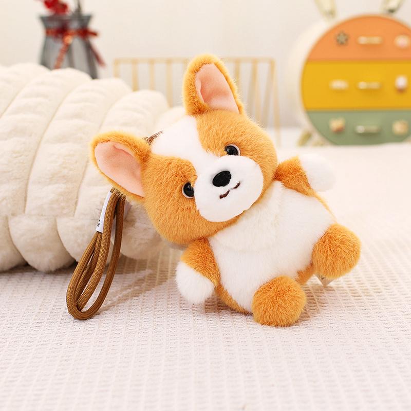 Dog Plush Toy Pendant Teddy Husky Corgi Schnauzer Plushie Keychain Kawaii Bag Key Ring Cute Puppy Dolls Car Decor Christmas Gift