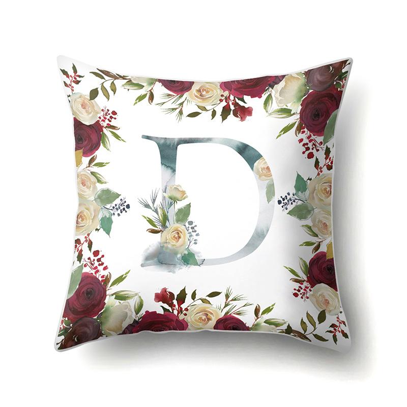 Полиэстеровая наволочка Американский Ретро Цветок Растение 26 Английских Букв Наволочка для Подушки Автомобильная Наволочка