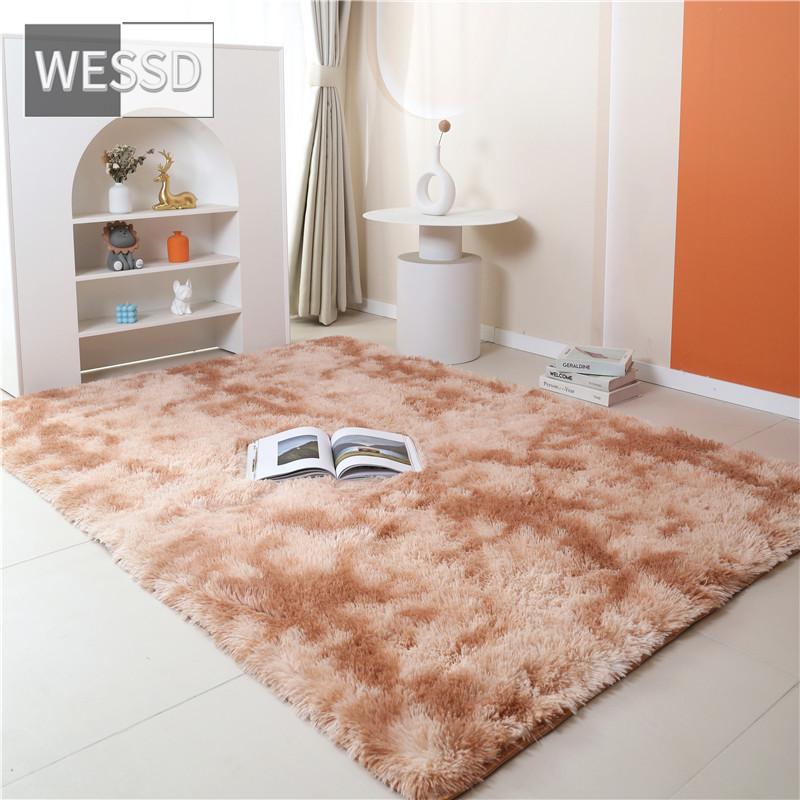 Радужный пушистый ковер для комнаты девочки, милый кавайный декор, красочный плюшевый ковер для гостиной, градиентный напольный коврик для спальни
