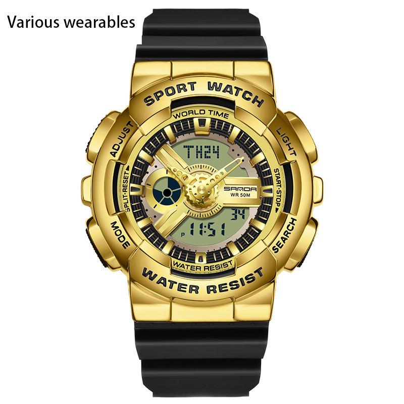 С функцией подсветки руки Творческая личность Мужские Двойной Дисплей Синхронный Механизм Электронные Часы